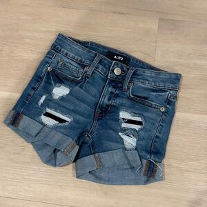 American Eagle Outfitters Women's Ripped Jean Shorts - Dark Blue